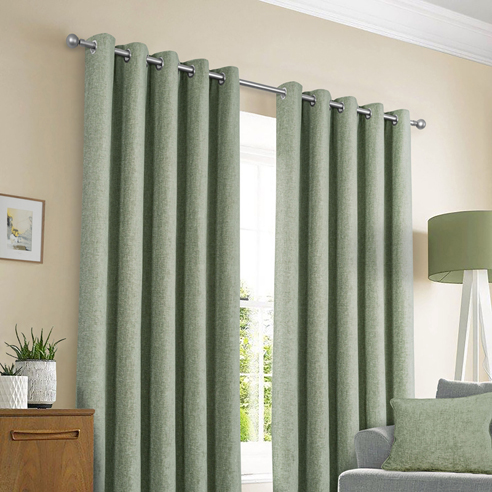 Amberley Eyelet, Sage - Ready Made Curtains - Image 3